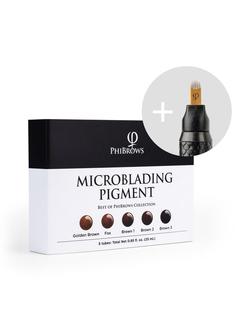 PhiBrows Microblading Pigment Collection SUPE + PhiBlade Disposable Tool 18 U Ecc 0.18 20pcs