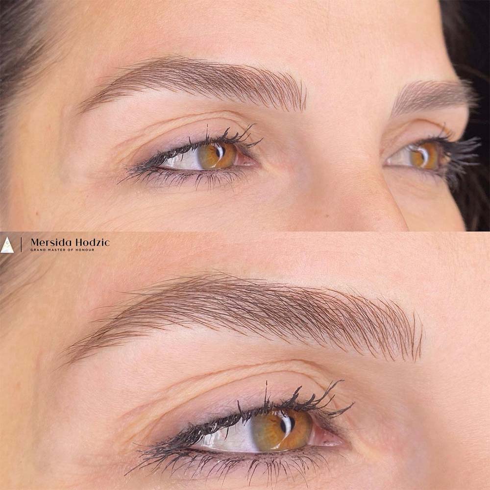 prima e dopo il trattamento delle sopracciglia con phi super pigment nella tonalità marrone 2 prima e dopo il trattamento delle sopracciglia con phi super pigment nella tonalità marrone 2